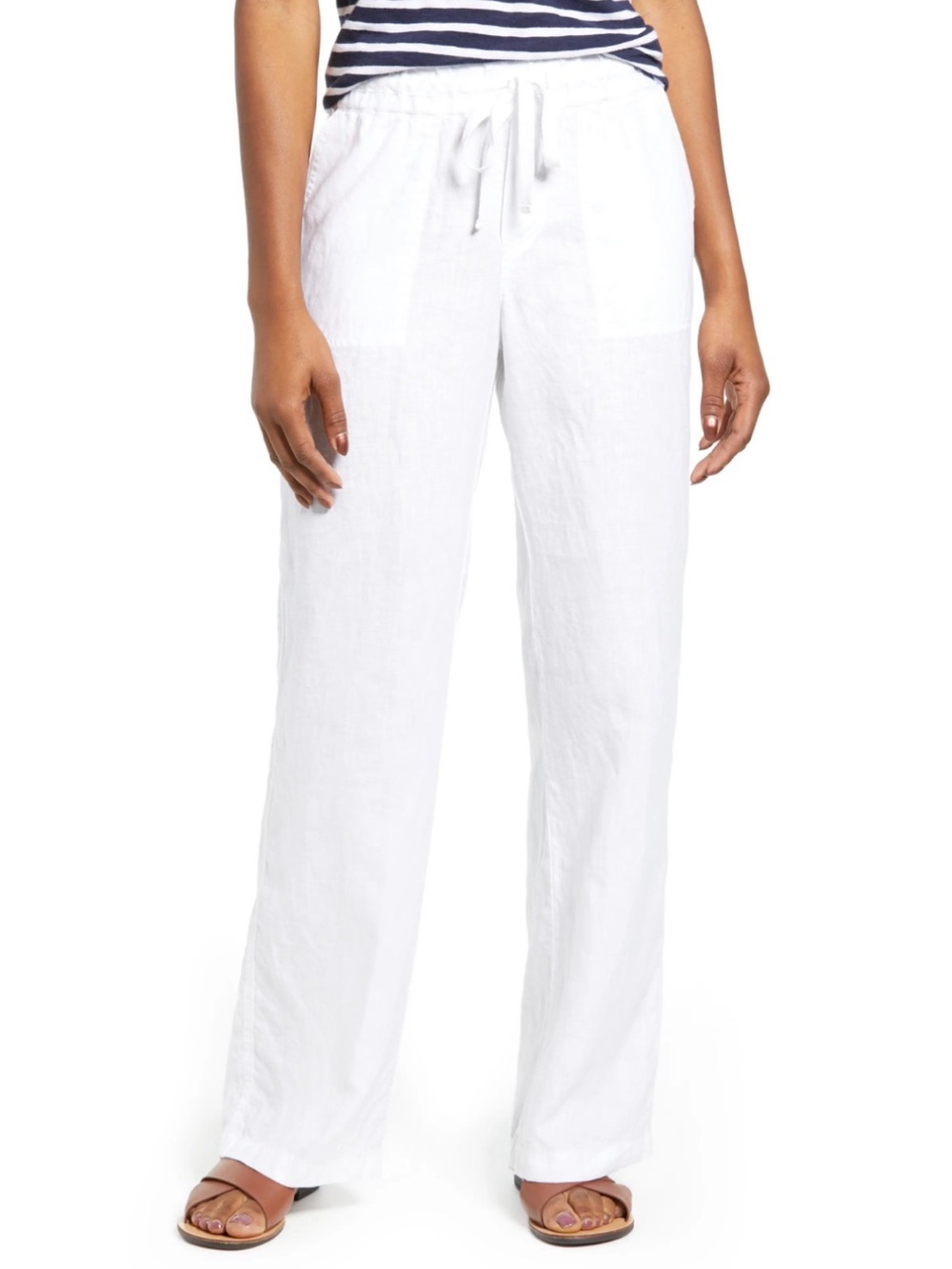 Petite Caslon Linen Blend Drawstring Pants